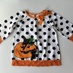 Rare Editions Girls Size 24M Long Sleeve Shirt Pumpkin And Cat